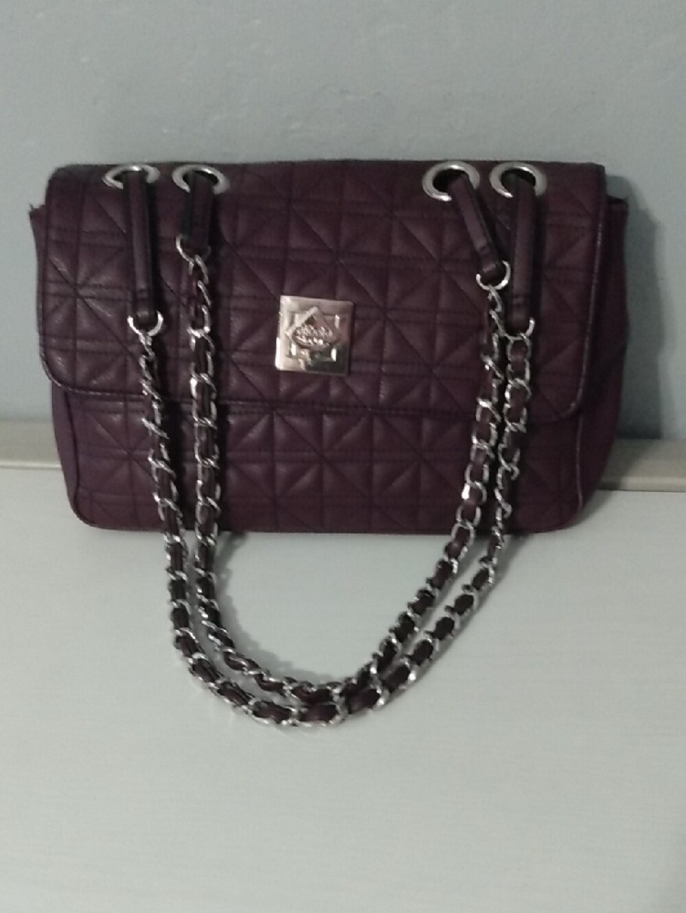 Nicole Miller Plum Shoulder Bag - Chain Strap - Magnetic Snap - 11" X 8" X 3"